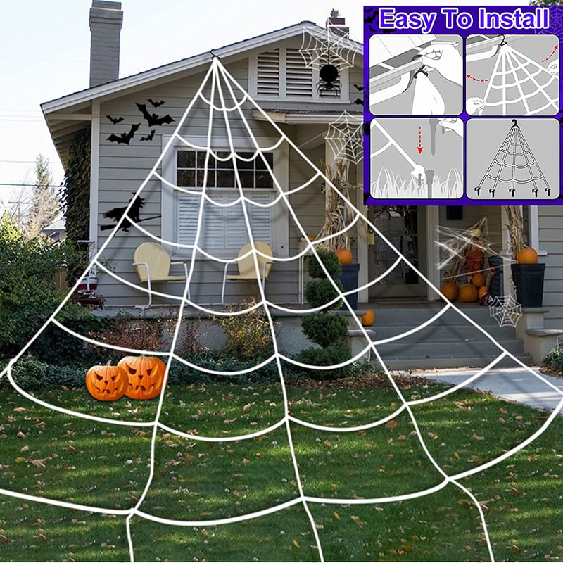 💥500CM Spider web Halloween Decorations Glowing Spider