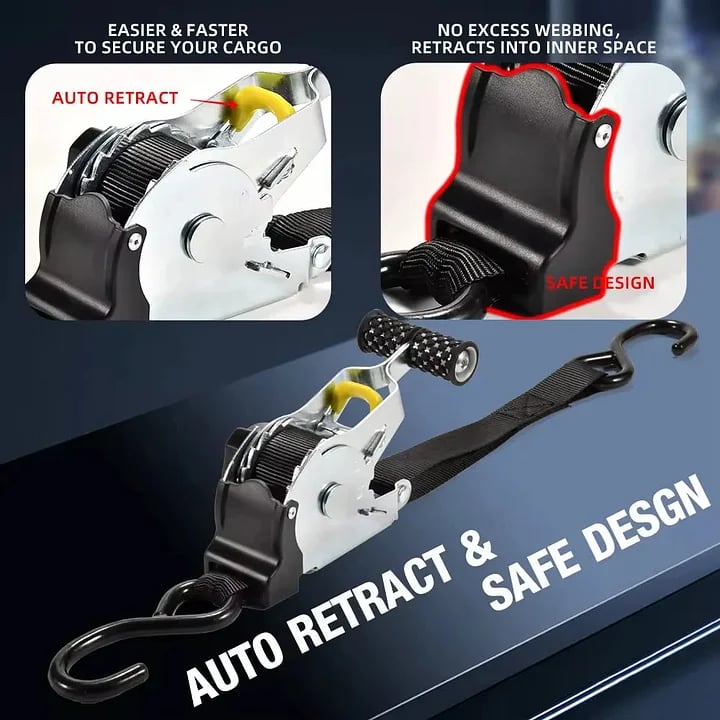 🔥 Retractable Auto Ratchet Strap with