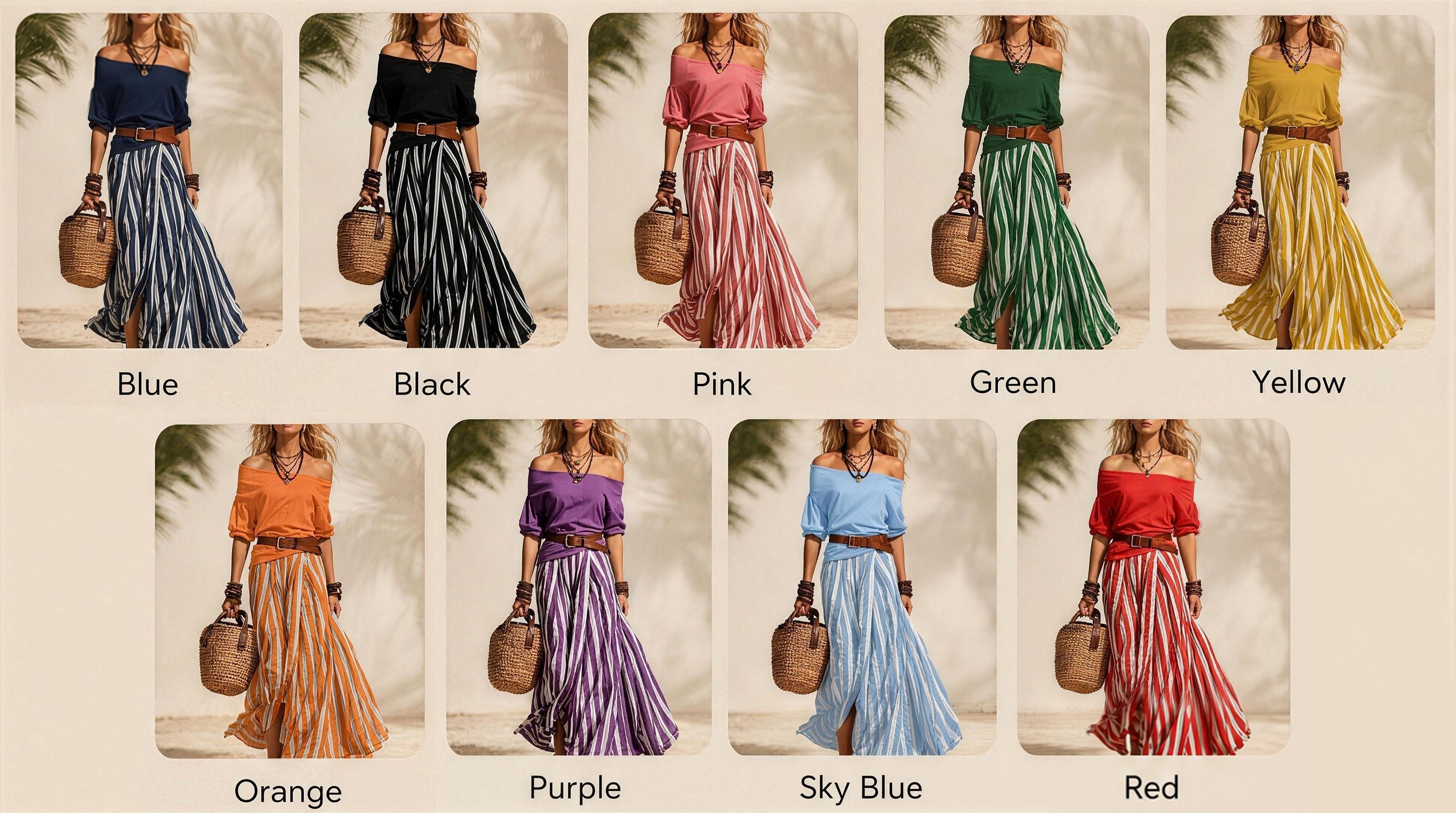 Striped Maxi Skirt Set