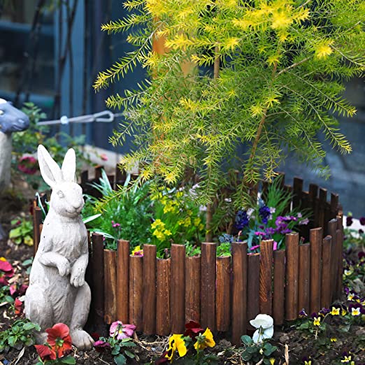 Garden Short Wood Fence Outdoor Decorative Wooden Landscape Edging Border