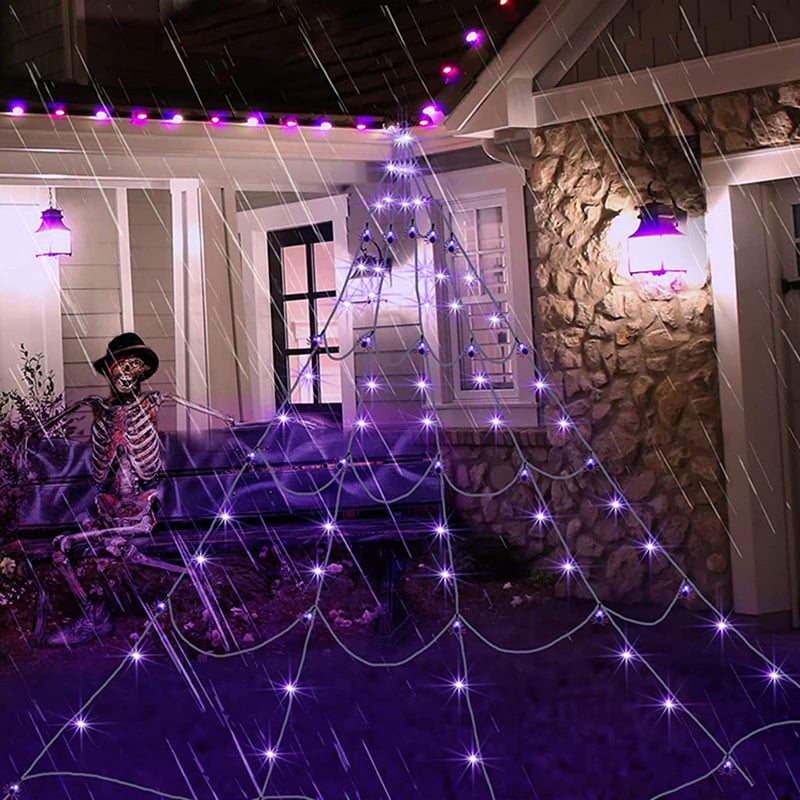 💥500CM Spider web Halloween Decorations Glowing Spider