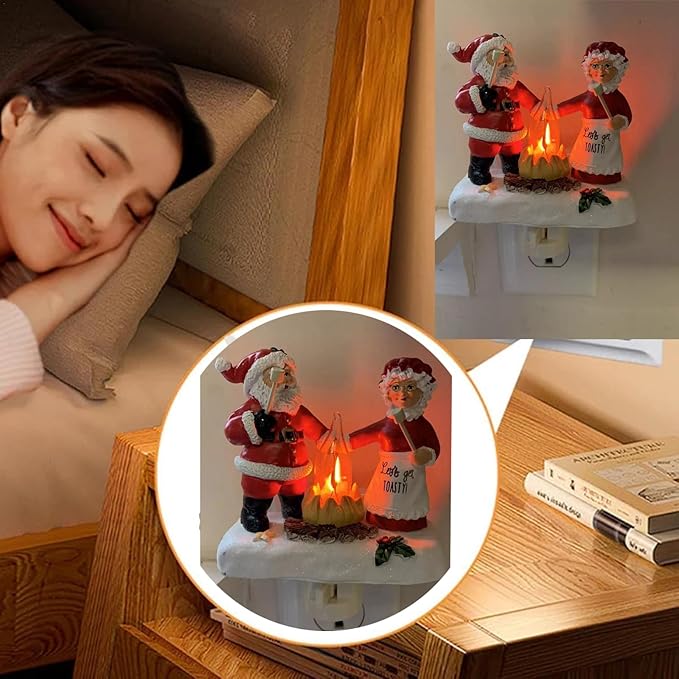 🎅🔥Christmas Santa and Mrs. Claus Campfire Nightlight