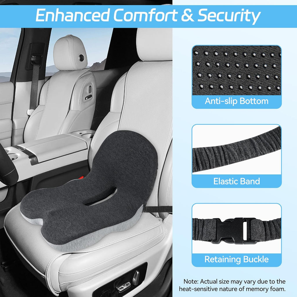 💺 Non-Slip Memory Foam Seat Cushion – Sciatica Relief, Breathable Mesh & Universal Fit 🪑