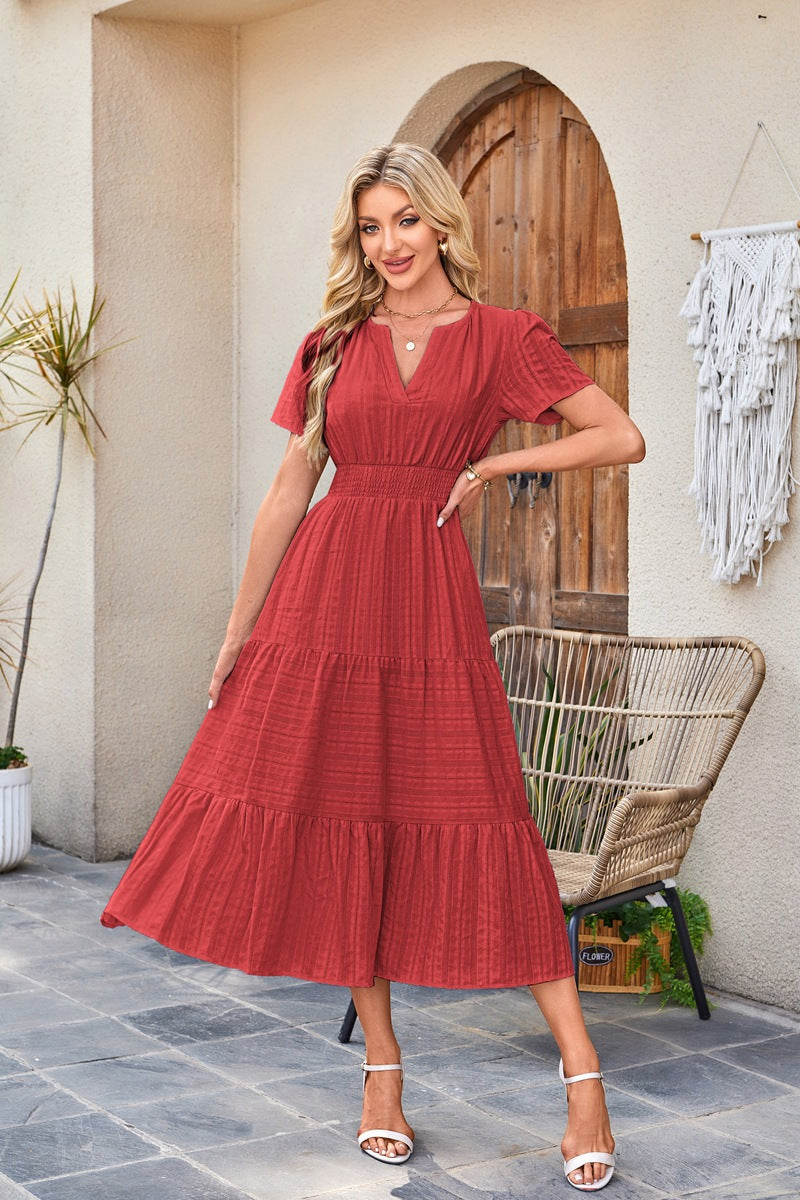💕Women's Boho Chic Smocked Waist Maxi Dress