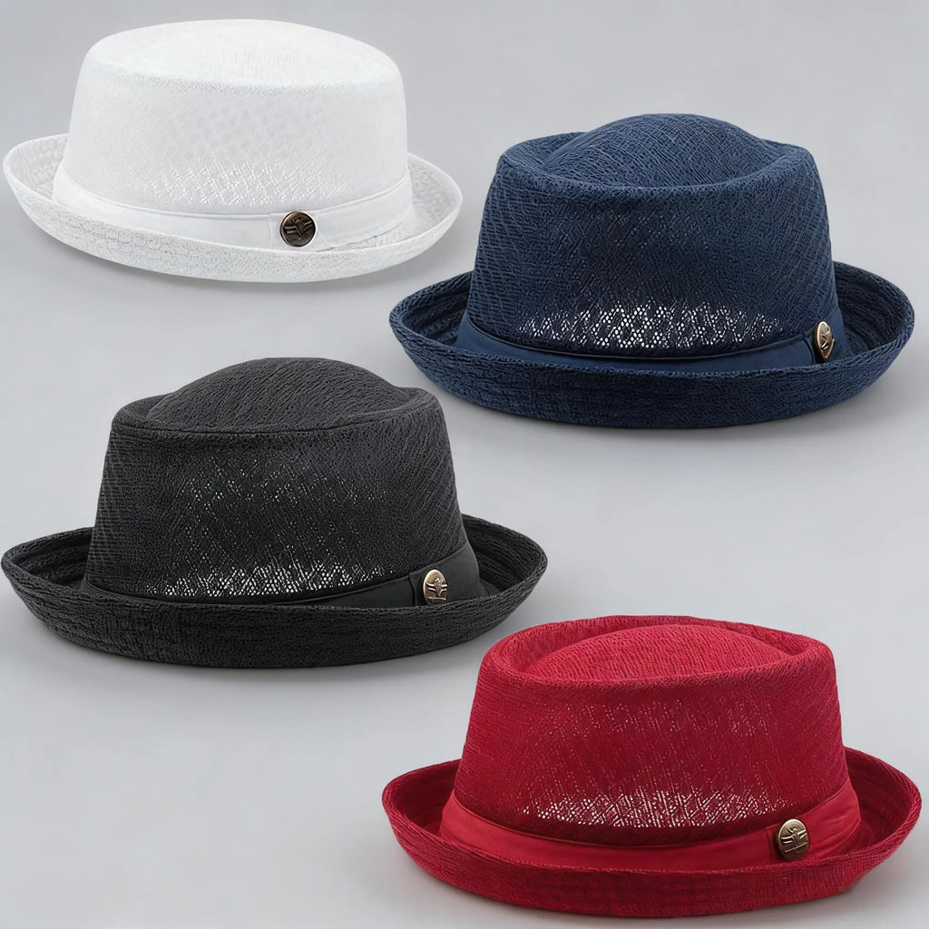 Men's Breathable Mesh Sun Hat – British-Style Fedora/Jazz Hat – Stylish Beach Hat with Sun Protection (Spring/Summer)