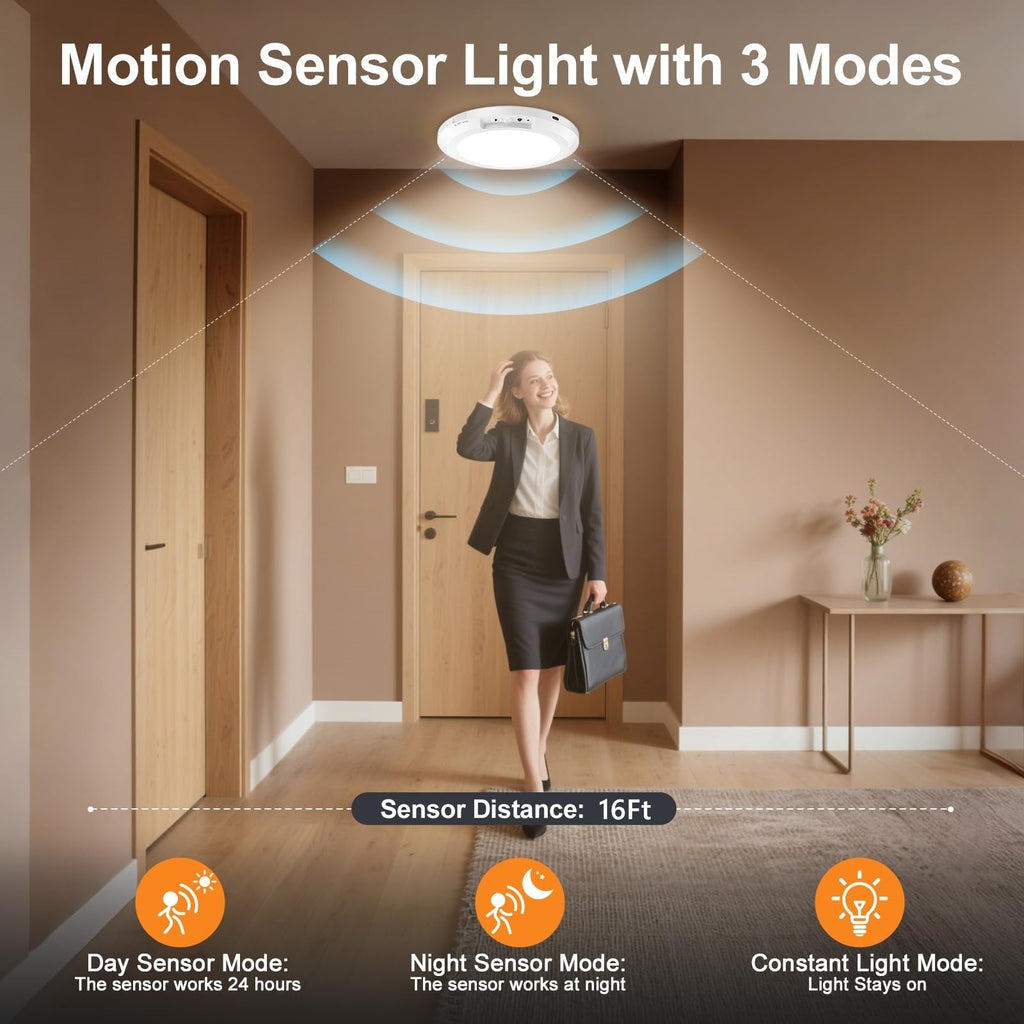 2026 Upgraded Wireless Rechargeable Motion Sensor Ceiling Light with Remote