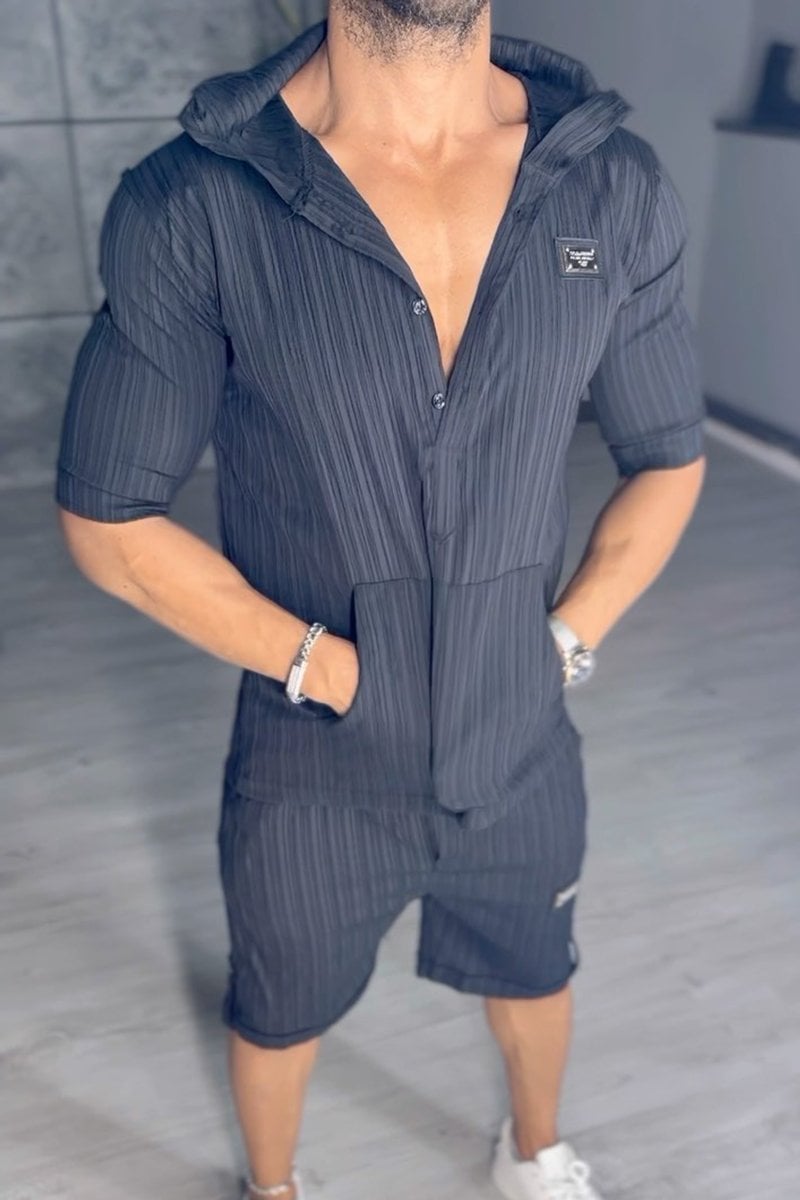 Men's casual hooded sports two piece set