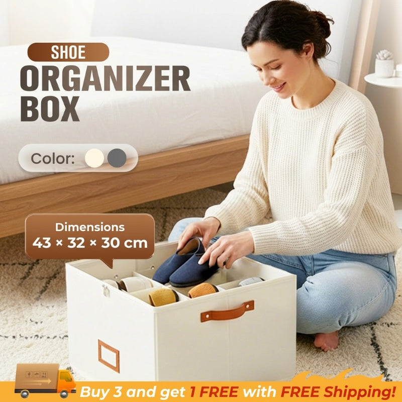 Fabric Shoe Organizer Storage Box👟– Foldable Design, Large Capacity, Dustproof & Breathable, Space-Saving for Closet & Bedroom 🧺