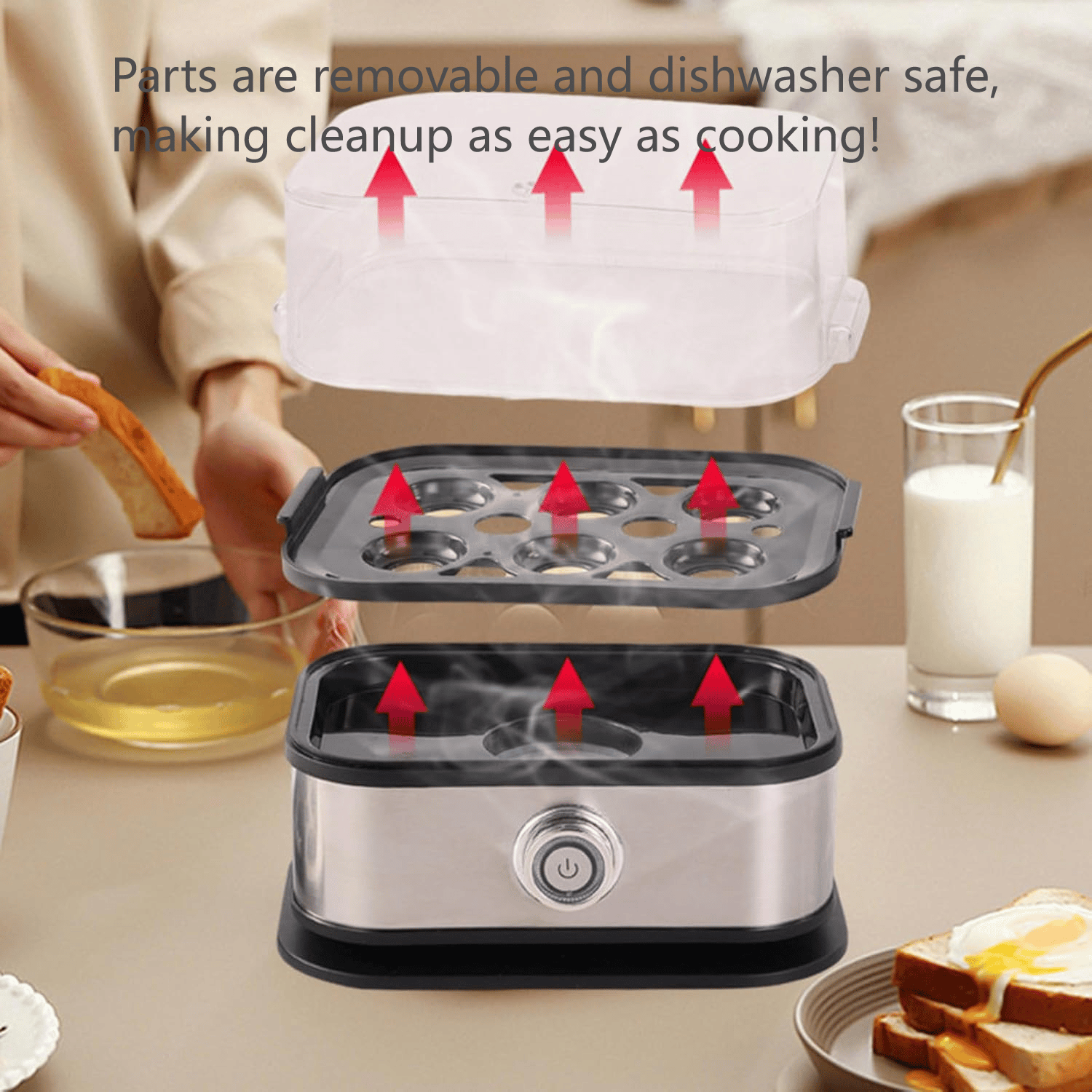 🏆💥Effortless Egg Cooking with the Ultimate Stainless Steel Egg Cooker 🍳✨,Best gifts