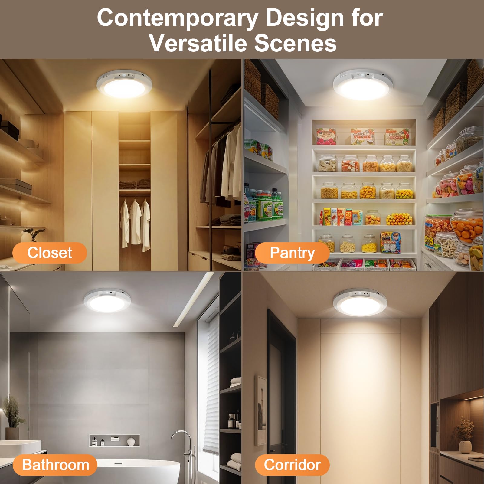 2026 Upgraded Wireless Rechargeable Motion Sensor Ceiling Light with Remote