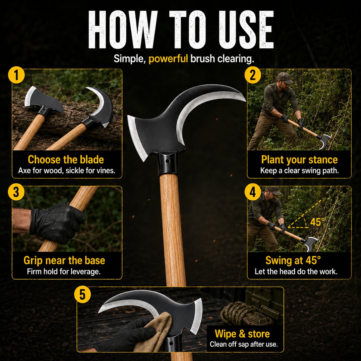 Dual-Edge Clearing Axe