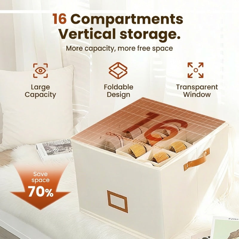 Fabric Shoe Organizer Storage Box👟– Foldable Design, Large Capacity, Dustproof & Breathable, Space-Saving for Closet & Bedroom 🧺