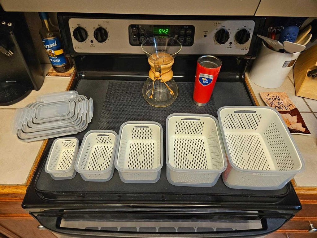 💖🔥Household transparent plastic food storage box-Including drain basket💧