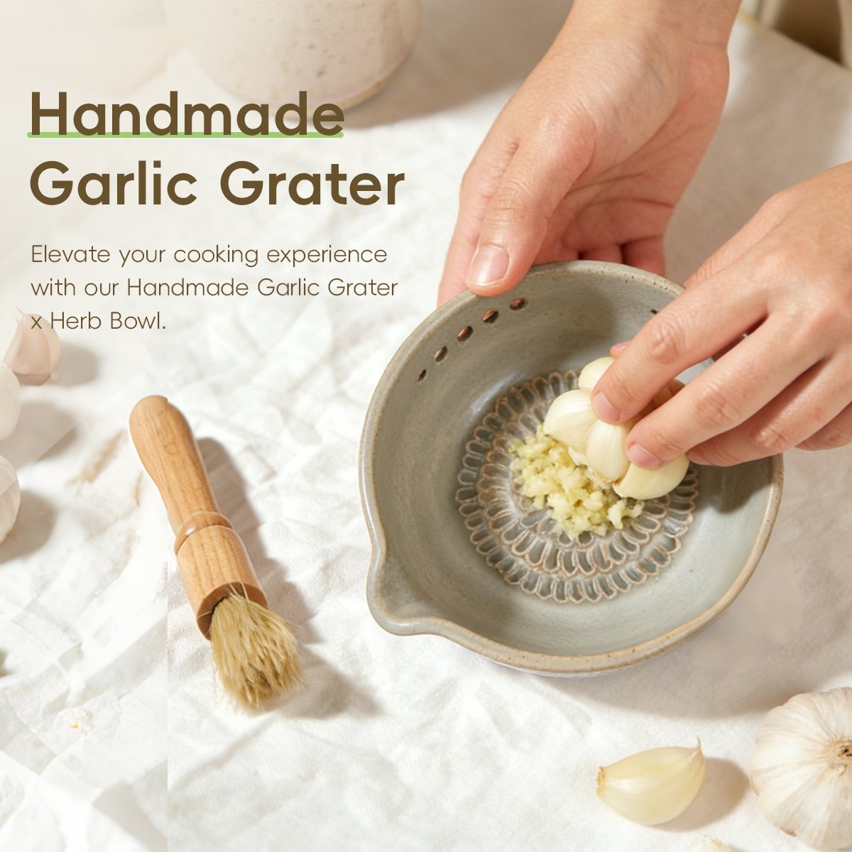 🔥🌿Handmade Garlic Grater x Herb Bowl