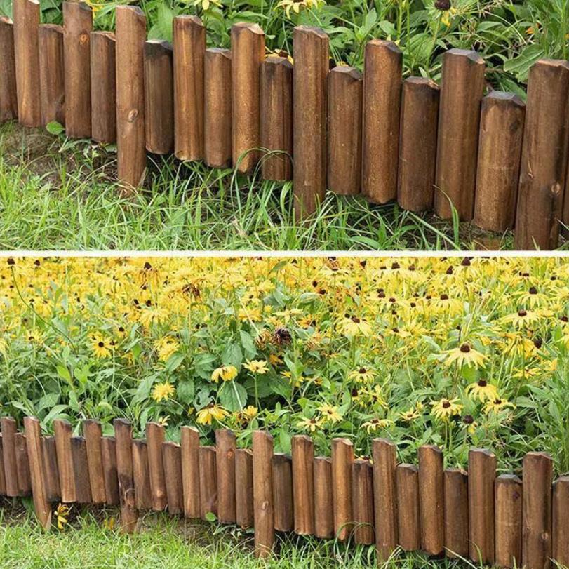 Garden Short Wood Fence Outdoor Decorative Wooden Landscape Edging Border