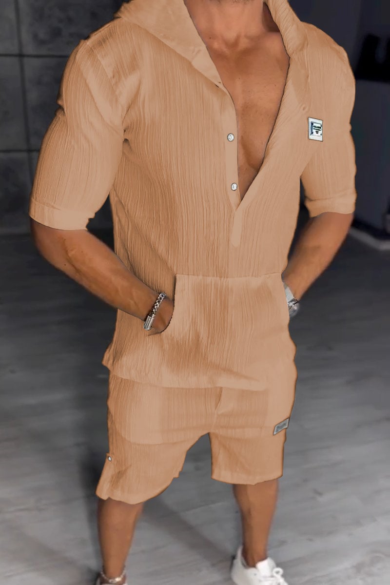 Men's casual hooded sports two piece set