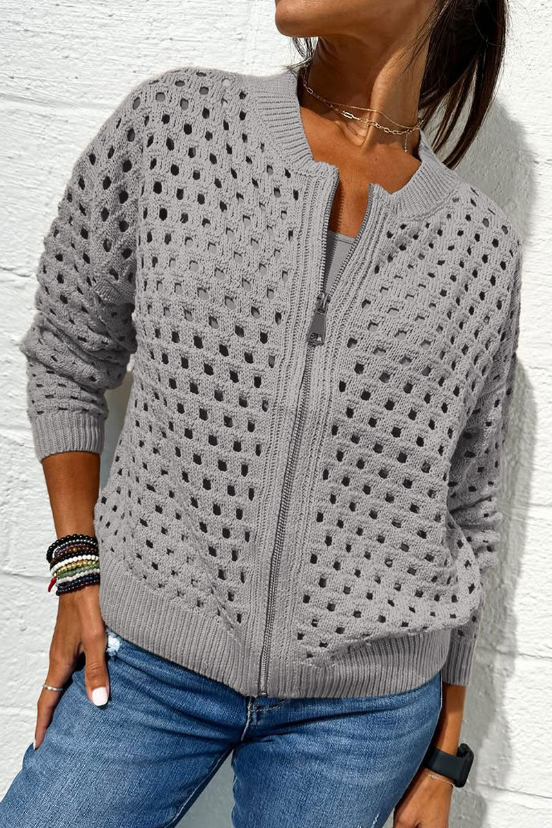 ✨Women's Hollow Knit Zipper Jacket