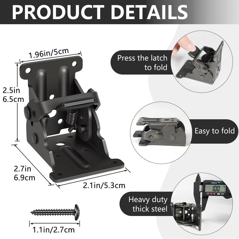 Heavy-Duty Folding Table Leg Brackets with Self-Locking Hinges