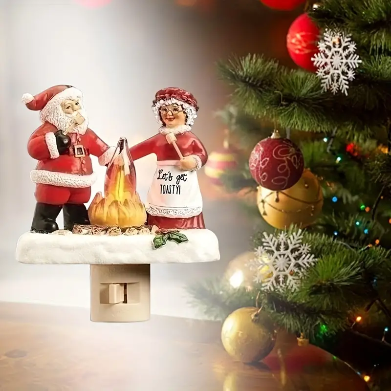 🎅🔥Christmas Santa and Mrs. Claus Campfire Nightlight