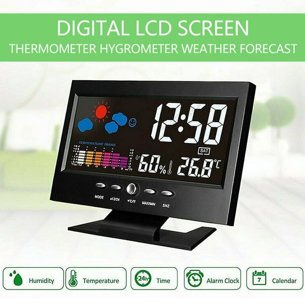 (🎁Hot Sale🎁)Digital LED Temperature Humidity Monitor Weather Forecast LED Table Alarm Clock