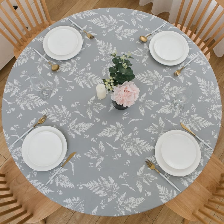 Round Fitted Vinyl Tablecloth with Flannel Backing