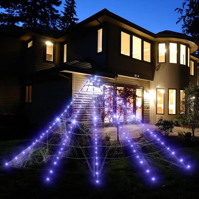 💥500CM Spider web Halloween Decorations Glowing Spider
