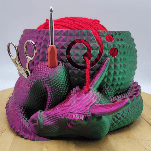 Large Fantasy Dragon and Egg Fantasy Bowl Knitting or Crochet Bowl- Buy two and get free shipping