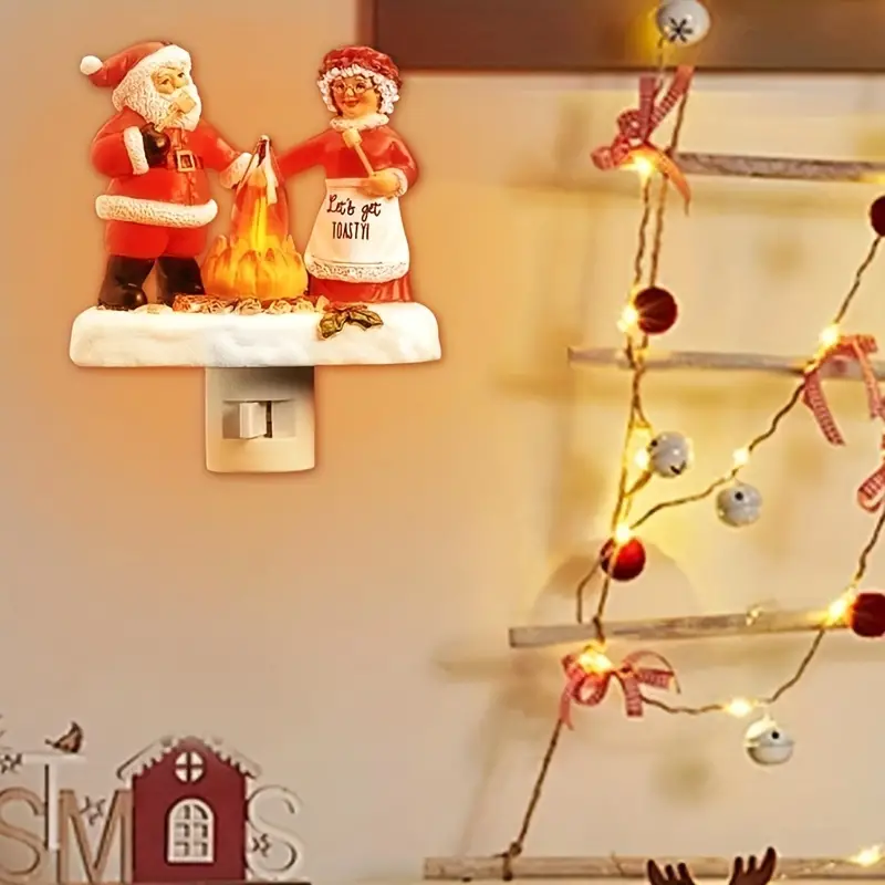 🎅🔥Christmas Santa and Mrs. Claus Campfire Nightlight