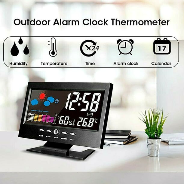 (🎁Hot Sale🎁)Digital LED Temperature Humidity Monitor Weather Forecast LED Table Alarm Clock