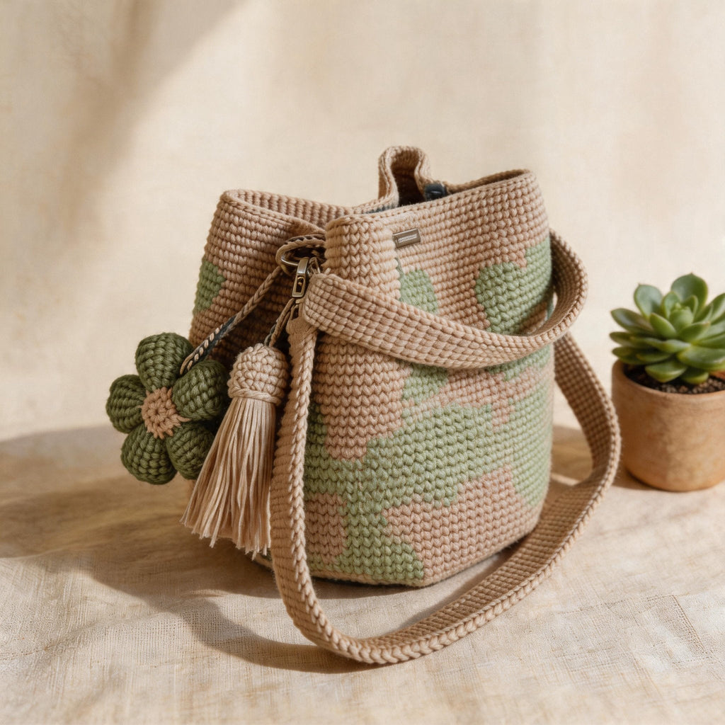 Handmade Crochet Flower Tote Bag