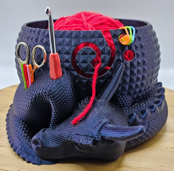 Large Fantasy Dragon and Egg Fantasy Bowl Knitting or Crochet Bowl- Buy two and get free shipping