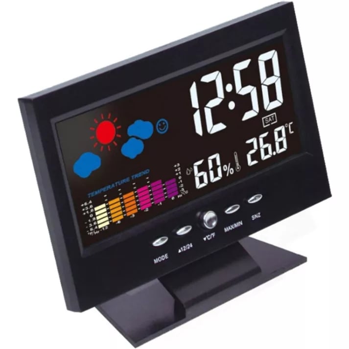 (🎁Hot Sale🎁)Digital LED Temperature Humidity Monitor Weather Forecast LED Table Alarm Clock
