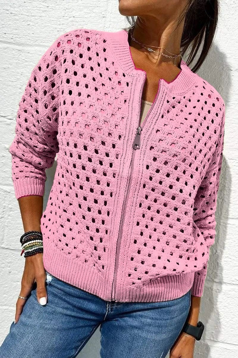 ✨Women's Hollow Knit Zipper Jacket