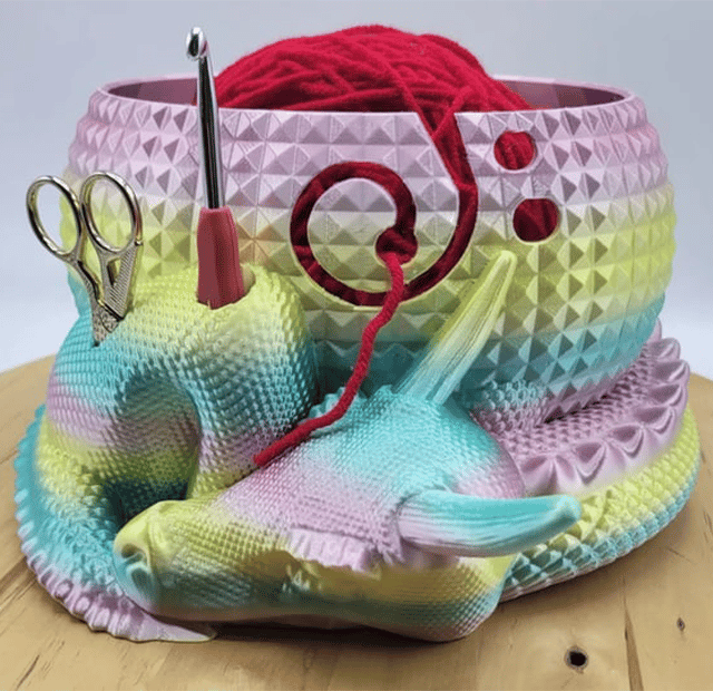 Large Fantasy Dragon and Egg Fantasy Bowl Knitting or Crochet Bowl- Buy two and get free shipping
