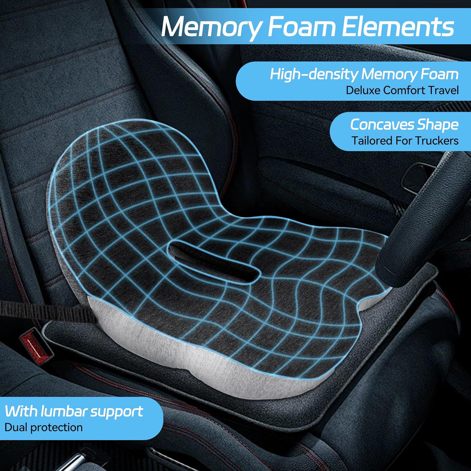 💺 Non-Slip Memory Foam Seat Cushion – Sciatica Relief, Breathable Mesh & Universal Fit 🪑