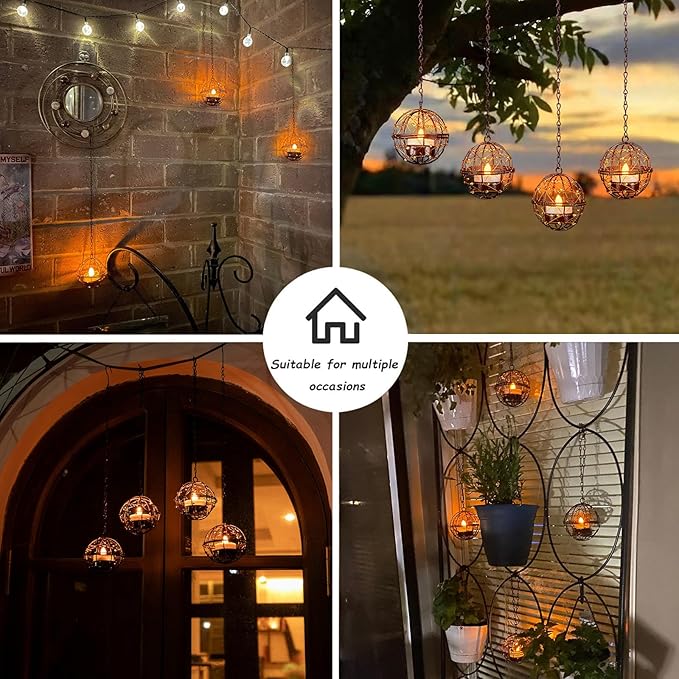 🌙 Solar Hanging Tea Light Lanterns – Add Sparkle to Your Evenings
