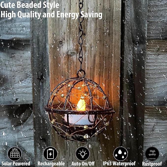 🌙 Solar Hanging Tea Light Lanterns – Add Sparkle to Your Evenings