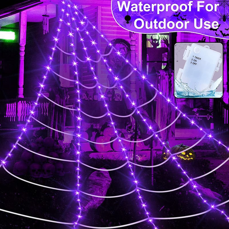 💥500CM Spider web Halloween Decorations Glowing Spider