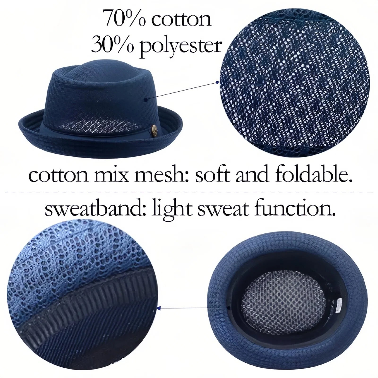 Men's Breathable Mesh Sun Hat – British-Style Fedora/Jazz Hat – Stylish Beach Hat with Sun Protection (Spring/Summer)