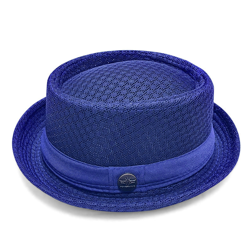 Men's Breathable Mesh Sun Hat – British-Style Fedora/Jazz Hat – Stylish Beach Hat with Sun Protection (Spring/Summer)