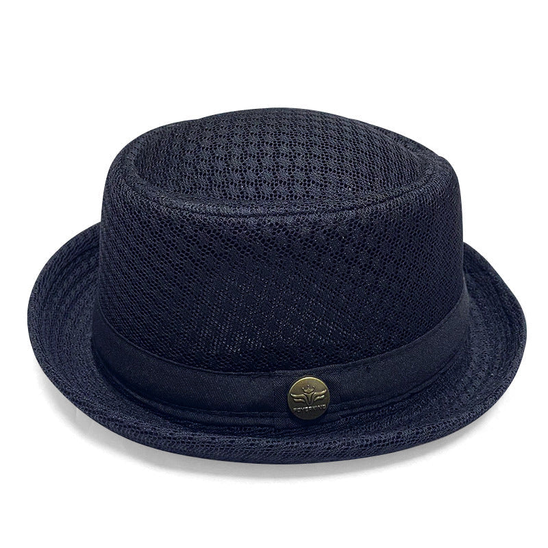 Men's Breathable Mesh Sun Hat – British-Style Fedora/Jazz Hat – Stylish Beach Hat with Sun Protection (Spring/Summer)
