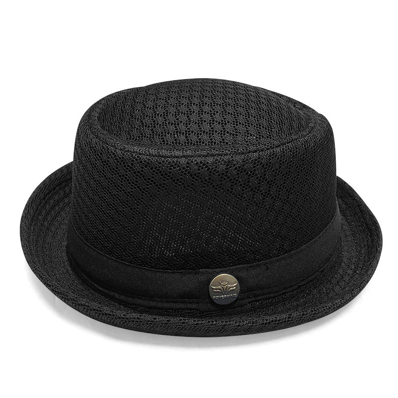 Men's Breathable Mesh Sun Hat – British-Style Fedora/Jazz Hat – Stylish Beach Hat with Sun Protection (Spring/Summer)