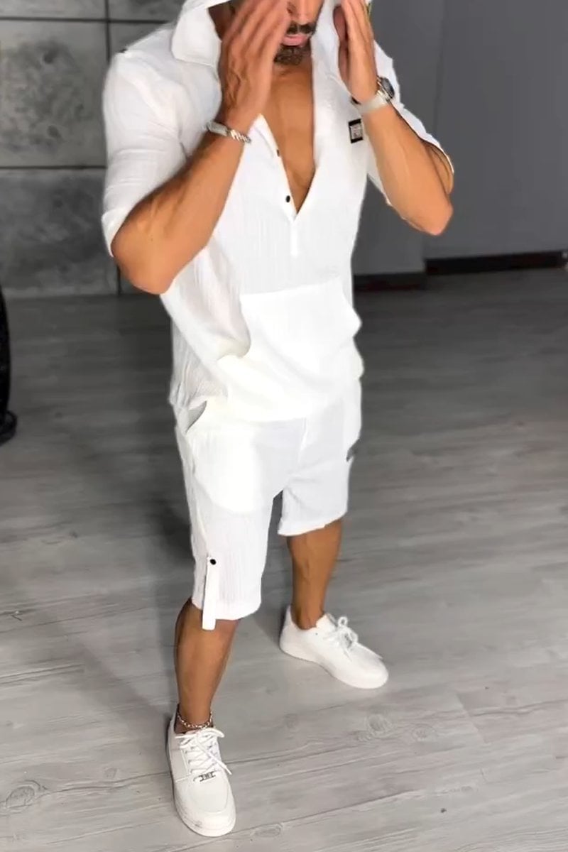 Men's casual hooded sports two piece set