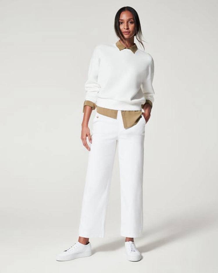 🔥Hot Sale 🔥 Stretch Twill Cropped Wide Leg Pants