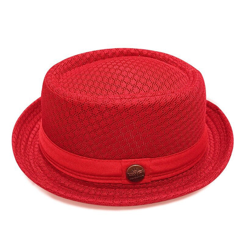 Men's Breathable Mesh Sun Hat – British-Style Fedora/Jazz Hat – Stylish Beach Hat with Sun Protection (Spring/Summer)