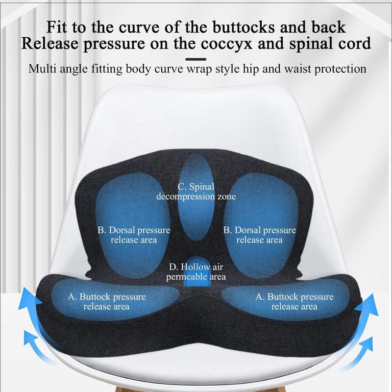 💺 Non-Slip Memory Foam Seat Cushion – Sciatica Relief, Breathable Mesh & Universal Fit 🪑