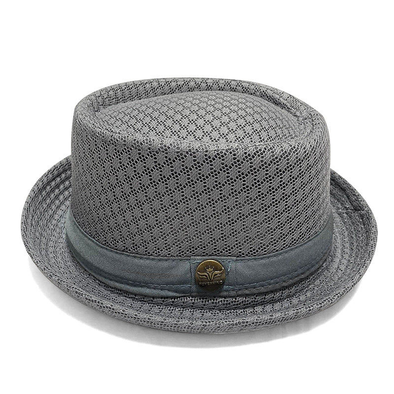 Men's Breathable Mesh Sun Hat – British-Style Fedora/Jazz Hat – Stylish Beach Hat with Sun Protection (Spring/Summer)