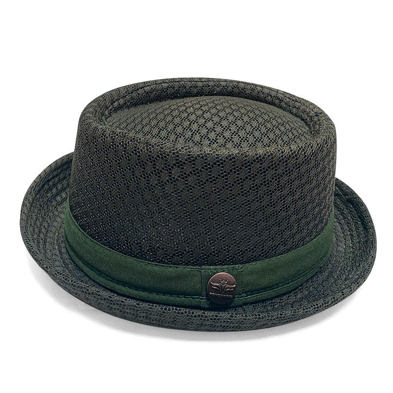 Men's Breathable Mesh Sun Hat – British-Style Fedora/Jazz Hat – Stylish Beach Hat with Sun Protection (Spring/Summer)