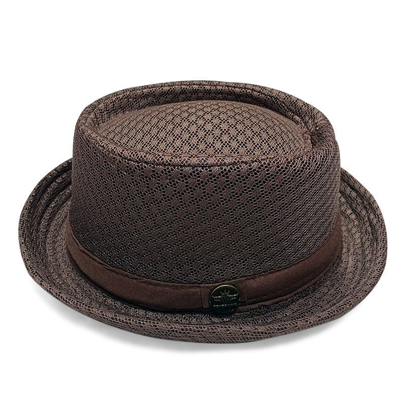 Men's Breathable Mesh Sun Hat – British-Style Fedora/Jazz Hat – Stylish Beach Hat with Sun Protection (Spring/Summer)