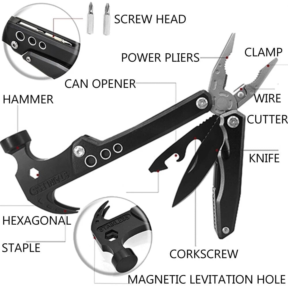 💥14 in 1 Stainless Steel Multifunctional Hammer Tool
